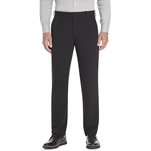Van Heusen Men’s Flex Straight Fit Flat Front Pant, Black, 34W x 32L