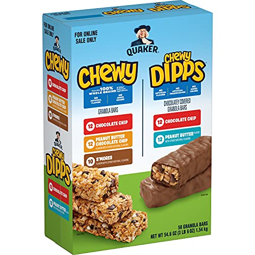 Quaker Chewy Granola Bars, Chewy & Dipps Variety Pack, 58 Count