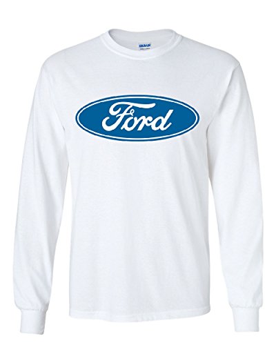 Licensed Ford Logo Long Sleeve Novelty T-Shirt FoMoCo Truck Mustang Performance White X-Large