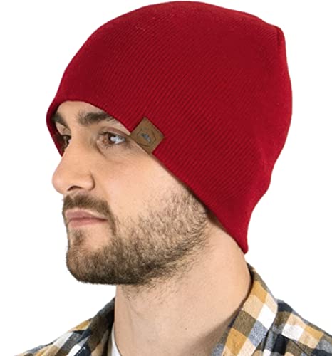 Knit Beanie Winter Hats for Men and Women – Toboggan Cap for Cold Weather – Warm, Soft & Stretchy Daily Ribbed Acrylic Stocking Hat – Lightweight & Stylish Ski, Skate & Snow Caps Maroon