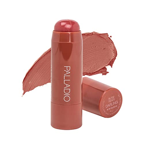Palladio I’m Blushing 2-in-1 Cheek and Lip Tint, Buildable Lightweight Cream Blush, Sheer Multi Stick Hydrating formula, All day wear, Easy Application, Shimmery, Blends Perfectly onto Skin, Darling