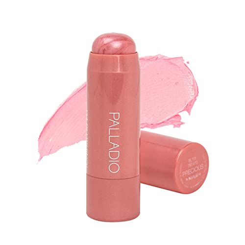 Palladio I’m Blushing 2-in-1 Cheek and Lip Tint, Buildable Lightweight Cream Blush, Sheer Multi Stick Hydrating formula, All day wear, Easy Application, Shimmery, Blends Perfectly onto Skin, Precious
