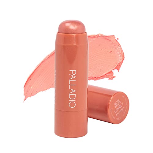 Palladio I’m Blushing 2-in-1 Cheek and Lip Tint, Buildable Lightweight Cream Blush, Sheer Multi Stick Hydrating formula, All day wear, Easy Application, Shimmery, Blends Perfectly onto Skin, Lovely
