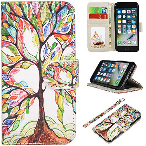 UrSpeedtekLive iPhone SE 2022/iPhone SE 2020/iPhone 7/iPhone 8 Wallet Case, Premium PU Leather Flip Case Cover with Card Slots & Kickstand for iPhone SE 2022/2020, iPhone 7 / iPhone 8 -Love Tree