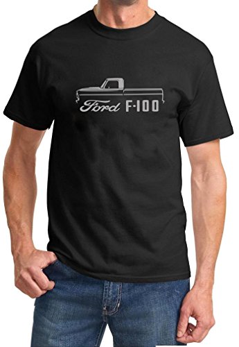 1967-72 Ford F-100 Pickup Truck Classic Outline Design Black Tshirt Large Grey