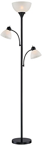 360 Lighting Bingham Modern Torchiere Standing Floor Lamp 71 1/2″ Tall Black Metal 3-Light White Shade Decor for Living Room Reading House Bedroom Home Office House