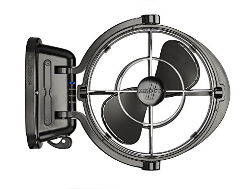 SEEKR by Caframo, Sirocco II , Omni-Directional Gimbal Fan for Boats and RVs, Made in Canada, Auto-Sensing DC, 12V/24V, Black