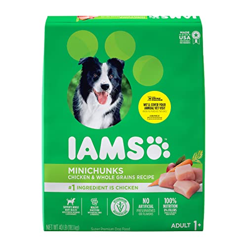 IAMS Adult Minichunks Small Kibble High Protein Dry Dog Food with Real Chicken, 40 lb. Bag