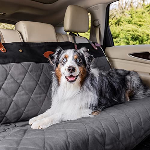 PetSafe Happy Ride Quilted Dog Car Seat Cover – Waterproof & Durable – Machine Washable – Fits Most Cars, Trucks & SUVs – Backseat Protection for Scratches & Dog Hair – Bench, Grey