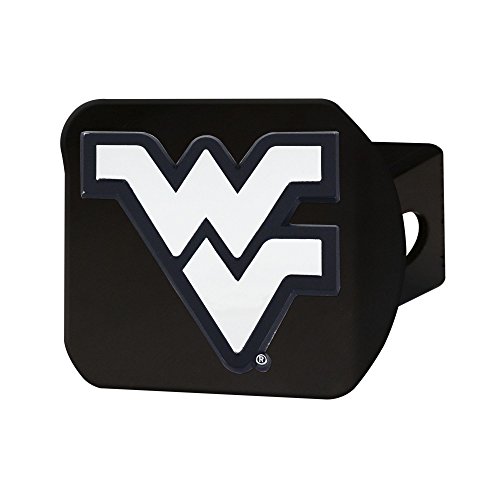 FANMATS 21054 West Virginia Mountaineers Black Metal Hitch Cover with Metal Chrome 3D Emblem