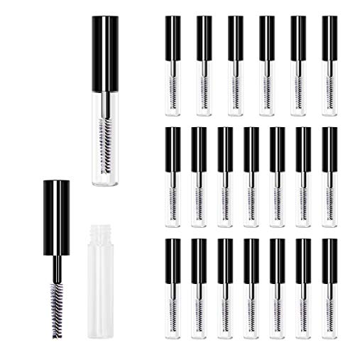 Adecco LLC 20 pcs 4ML Reusable Empty Bottle Tube Container for Eyelash Growth Oil/Mascara with Brush for Home and Travel (20p)