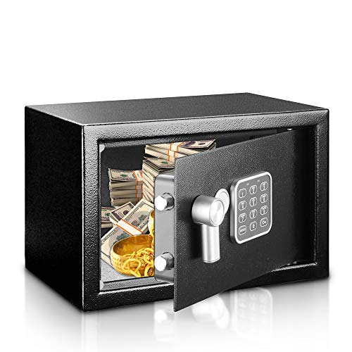 SereneLife Safe Box, Safes and Lock Boxes, Money Box, Safety Boxes for Home, Digital Safe Box, Steel Alloy Drop Safe, Includes Keys