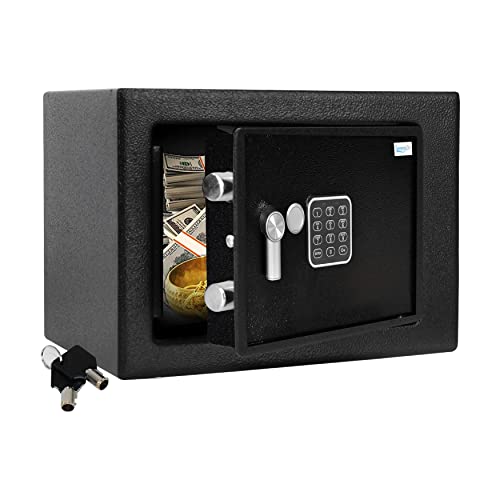 Serene Life Home Security Electronic Lock Box – Safe with Mechanical Override, Digital Combination Lock Safe, LED Low Battery Indicator, Includes Mounting Bolts, Keys & (4) x ‘AA’ Batteries SLSFE15