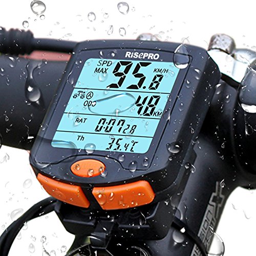 Bike Computer, RISEPRO® Wireless Bicycle Speedometer Bike Odometer Cycling Multi Function Waterproof 4 Line Display with Backlight YT-813