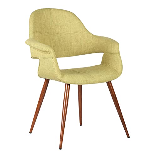 Armen Living Phoebe Dining Chair in Green Fabric and Walnut Wood Finish