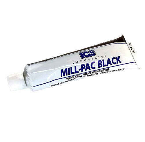 Non-Toxic High Temp Mill-Pac Black Sealant | Fireplaces, Wood, Pellet, and Gas Stoves, Direct Vent Systems, Flue Joints | Environmentally Friendly | 1050-Degree (90 ml Squeeze Tube)