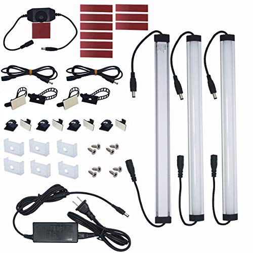 Litever Under Cabinet LED Light Bar Kits Plug in 3 pcs 12 inches Light Bars per Set Warm White 3000K 20W 1000 Lumen Dimmable for Kitchen Cabinets Counters Bookcases (3 Bars Kit-3000K)