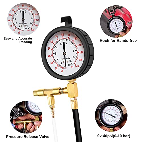 BETOOLL Pro Fuel Injection Pressure Tester Kit Gauge 0-140 PSI | The Storepaperoomates Retail Market - Fast Affordable Shopping