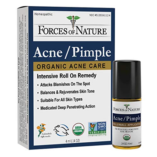 Forces of Nature Natural, Organic Acne Skin Care Treatment, Non GMO, No Harmful Chemicals, Cruelty Free – Acne & Pimple Control, Clear & Balance Skin Tone, 0.14 Fl Oz