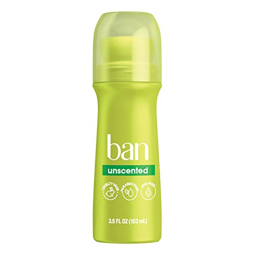Ban Roll-On Antiperspirant Deodorant, Unscented, 3.5 Ounce
