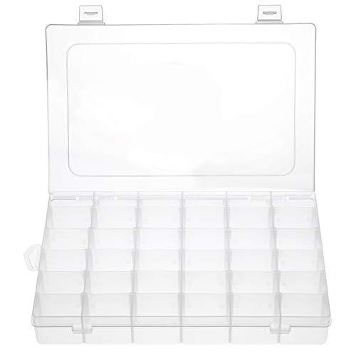 Gospire 36 Grids Clear Plastic Jewelry Box Organizer Storage Container with Removable Dividers (36 Grids – Clear)