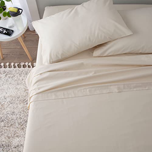 Martex 1S18299 225 Thread Count Cotton Rich Bed brushed Cotton Blend Super Soft Finish Easy Care Machine Washable Wrinkle Resistant Bedroom Guest Room 4 piece Sheet Sets, Full, Ivory