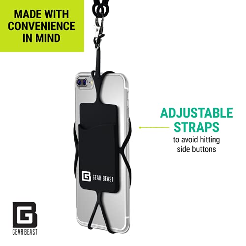 Gear Beast Cell Phone Lanyard – Neck Phone Holder w/Card Pocket and Silicone Neck Strap – Compatible with Most Smartphones, Black | The Storepaperoomates Retail Market - Fast Affordable Shopping