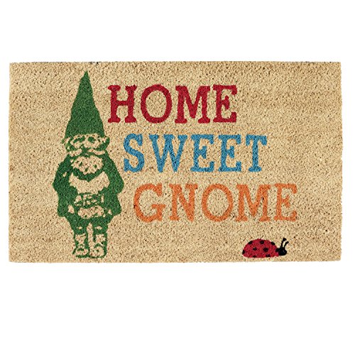 DII Heavy Duty Coir Doormat with Nonslip Vinyl Backing, Welcome Mat Outdoor Entry Way & Front Porch Décor, Home Sweet Gnome, 17×29