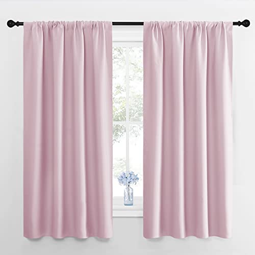 NICETOWN Room Darkening Curtains for Girls Room – Nursery Essential Thermal Insulated Solid Rod Pocket Top Drapes (Lavender Pink=Baby Pink, 1 Pair, 42 x 63 Inch)
