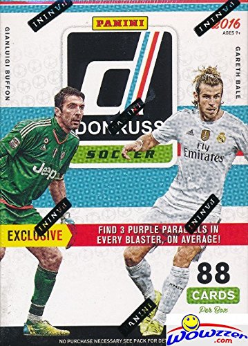 2016-17 Panini Donruss Soccer HUGE Factory Sealed Blaster Box with 88 Cards including EXCLUSIVE PURPLE PARALLELS! Look for ROOKIE Cards of CHRISTIAN PULISIC & Autos of Messi, Ronaldo, Neymar & More!