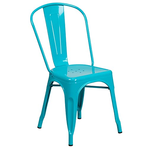 Flash Furniture Commercial Grade Crystal Teal-Blue Metal Indoor-Outdoor Stackable Chair