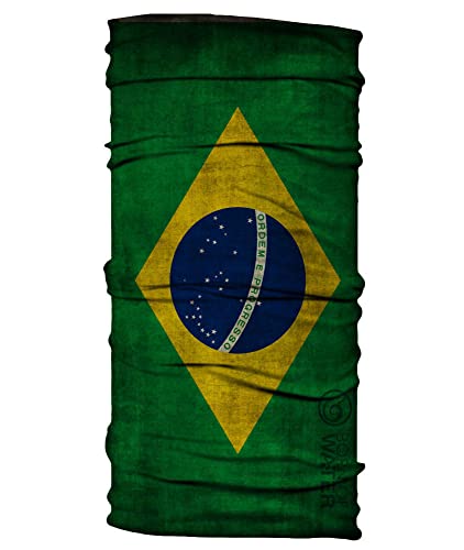 Born of Water Neck Gaiter: Brazil Flag: Grungy – Fishing Face Mask Shield UV/UPF 50+ Sun Protection