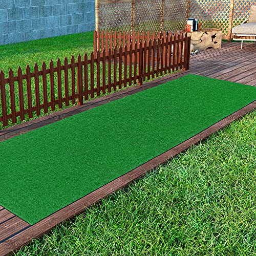 Sweethome Meadowland Collection Indoor and Outdoor Green Artificial Grass Turf Runner Rug 2’7″ X 9’10” Green Artificial Grass/Pet mat with Rubber Backed