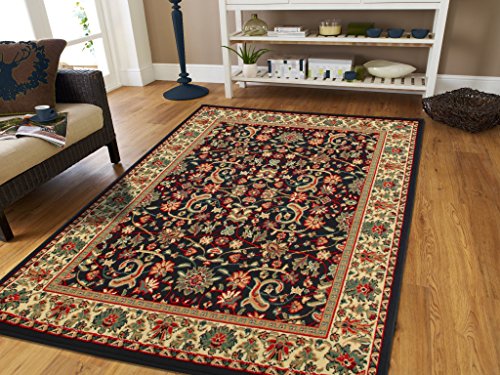 Black Traditional Rugs 5×7 Allover Pattern Persian Rugs 5×8 Area Rug 5 by 7 Clearance Under 50
