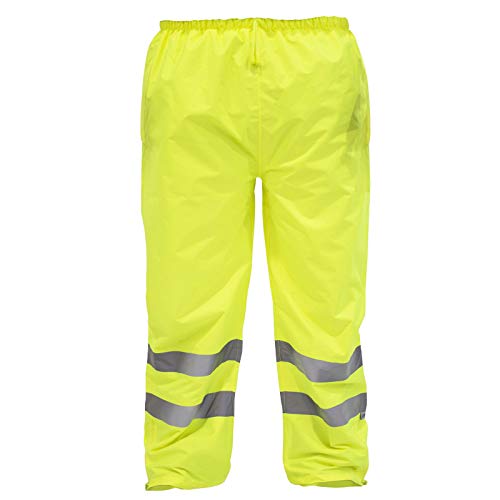 JORESTECH Safety Rain Pants Reflective High Visibility Yellow/Lime ANSI Class E 150D Heavy Duty PANTS-03 (M)