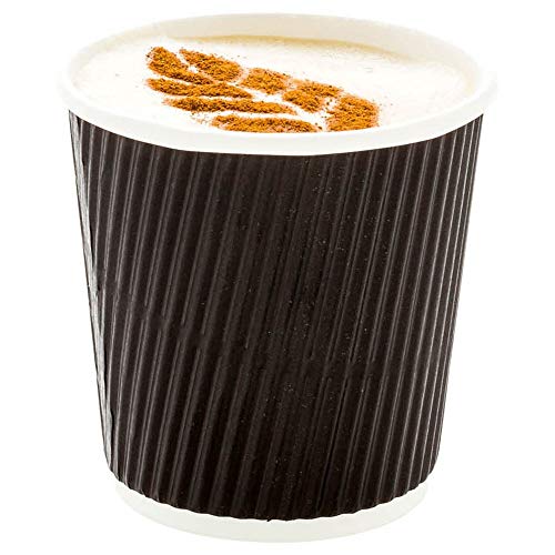 4 Ounce Coffee Cups, 25 Ripple, Disposable,Paper – Leakproof, Recyclable, Black Hot Cups, Insulated, Matching Lids Sold Separately – Restaurantware