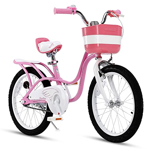Royalbaby Little Swan Girls Kids Bike 18 Inch with Kickstand Basket Childrens Beginner Bicycle Pink