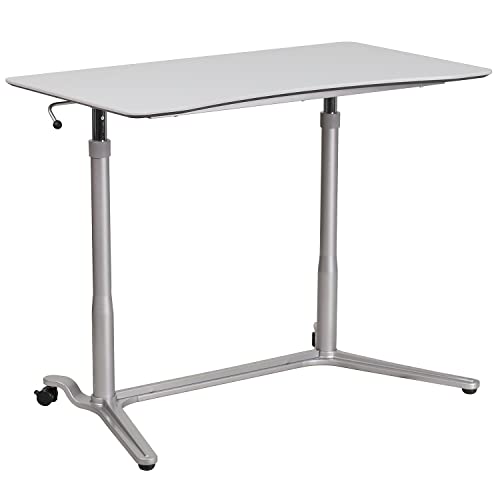 Flash Furniture Sit-Down, Stand-Up Light Gray Computer Ergonomic Desk with 37.375”W Top (Adjustable Range 29” – 40.75”) | The Storepaperoomates Retail Market - Fast Affordable Shopping