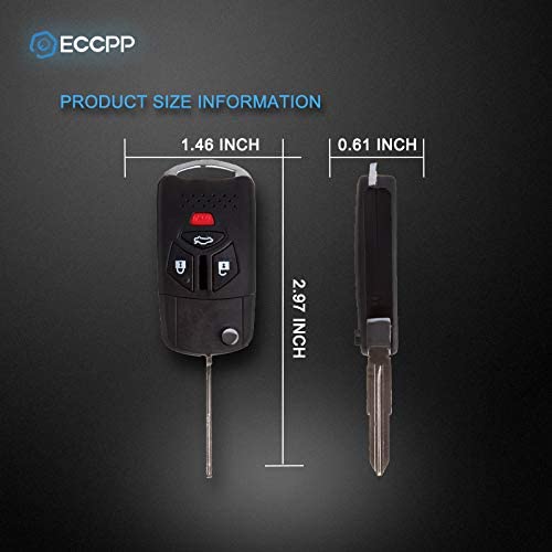 ECCPP Key Fob 4 Buttons Uncut Keyless Entry Remote Control Car Shell Case fit for 07-12 for Mitsubishi Outlander Lancer Endeavor Eclipse 6370A477 (Pack of 1) | The Storepaperoomates Retail Market - Fast Affordable Shopping