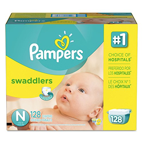 Pampers Swaddlers Diapers, Newborn: 4 – 10 lbs, 128/Carton
