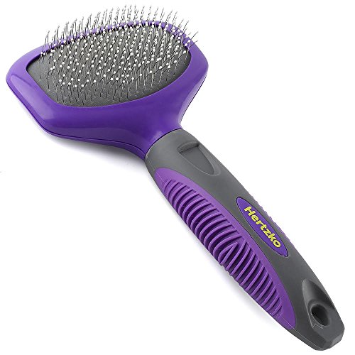 Hertzko Pin Brush for Dogs and Cats with Long or Short Hair – Great for Detangling and Removing Loose Undercoat or Shed Fur – Ideal for Everyday Brushing (Wide Brush)