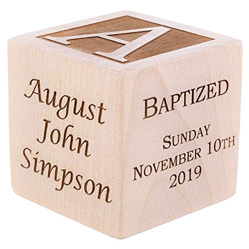 Personalized Baby Baptism/Dedication/Christening Wood Block, Choose From 3 Sizes, Baptism Gift For Boy, Girl, Baby Dedication Gifts, Unique Baptism Gifts (2.5″)