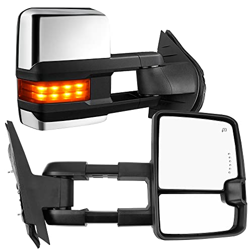 YITAMOTOR Towing Mirrors Compatible with Chevy GMC, Power Heated LED Arrow Signal Light Reverse Lights, Replacement for Silverado 2008-2013 Sierra All Models, Silverado 2007 Sierra New Body Style