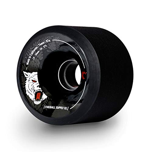 Fireball Beast 76mm Longboard Wheels 87a – USA Made for Skateboard Wheels for Downhill Cruising & Sliding (Set of 4) (Black)