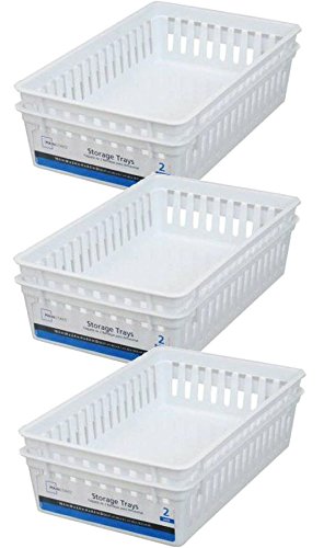 Basic White Storage Trays (6, Rectangle) by Mainstay
