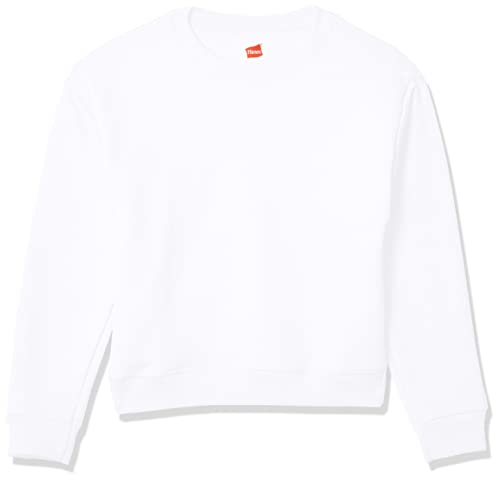 Hanes Girls’ Big EcoSmart Graphic Sweatshirt, White, XL