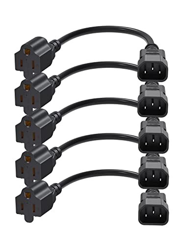 CableCreation [5-Pack] 1 Feet Standard Computer Power Adapter Cord NEMA 5-15R to IEC320 C14, 0.3M / Black