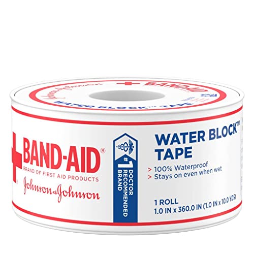Band-Aid Brand of First Aid Products Waterproof Tape, 1 Inch by 10 Yards (Pack of 6)