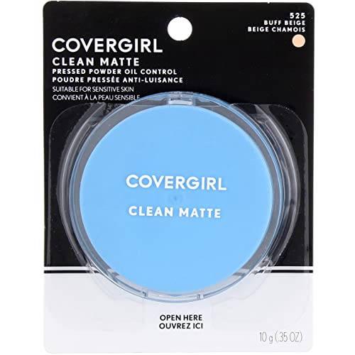 CoverGirl Oil Control Compact Pressed Powder, Buff Beige [525], 0.35 oz (Pack of 3)