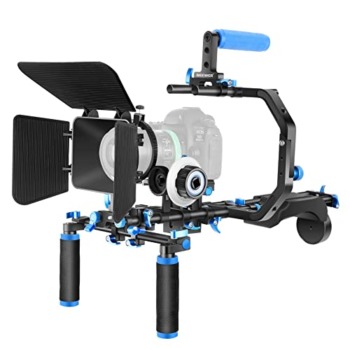 Neewer Shoulder Rig Kit for DSLR Cameras and Camcorders, Movie Video Film Making System with Matte Box, Follow Focus, C-Shaped Bracket, 15mm Rods, Handgrip, 1/4” & 3/8” Threads (Blue + Black) | The Storepaperoomates Retail Market - Fast Affordable Shopping